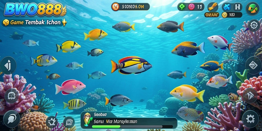 Tampilan gameplay seru dalam BWO888 saat menangkap ikan.