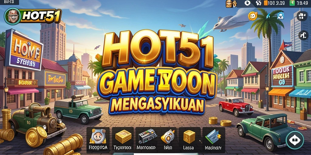 Screenshot utama HOT51 menampilkan gameplay dinamis dan menarik dalam membangun bisnis Tycoon.