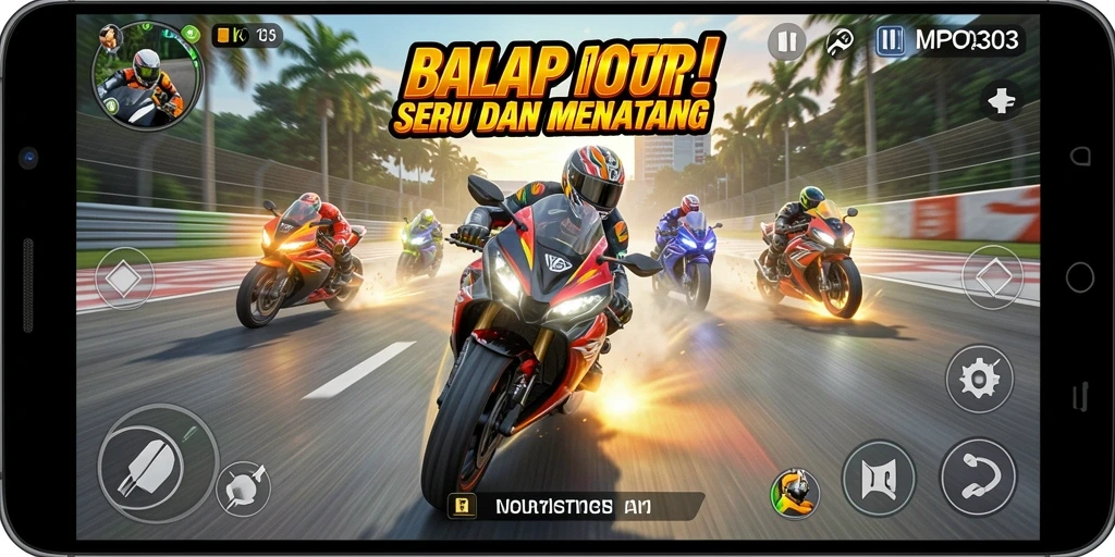 Tampilan gameplay seru dalam balap motor MPO303.