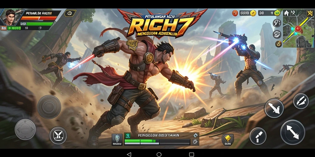 Tampilan menegangkan dari gameplay RICH7 yang menghibur.