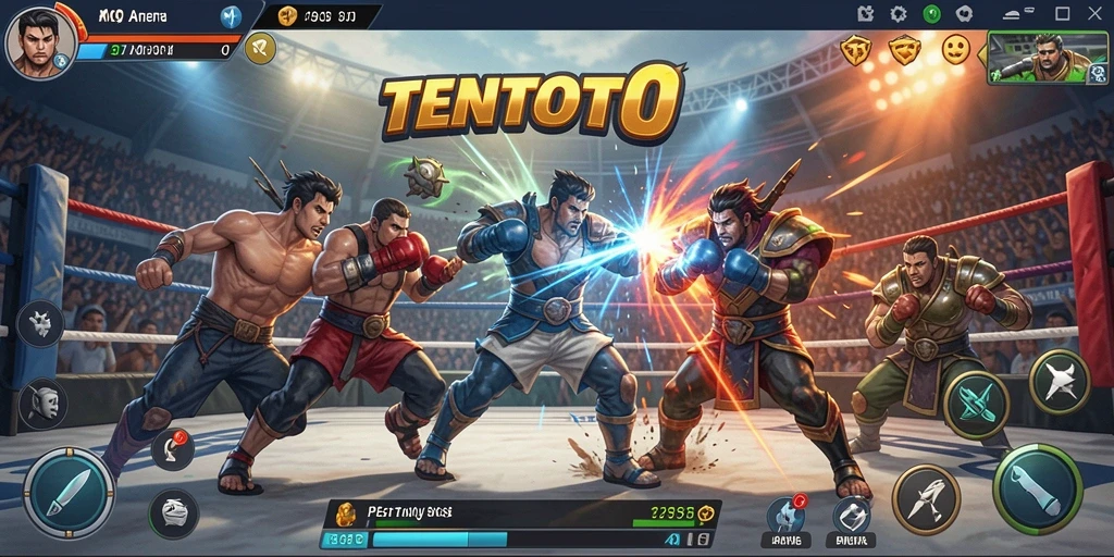 Gameplay seru TENTOTO dengan pertarungan mendebarkan.