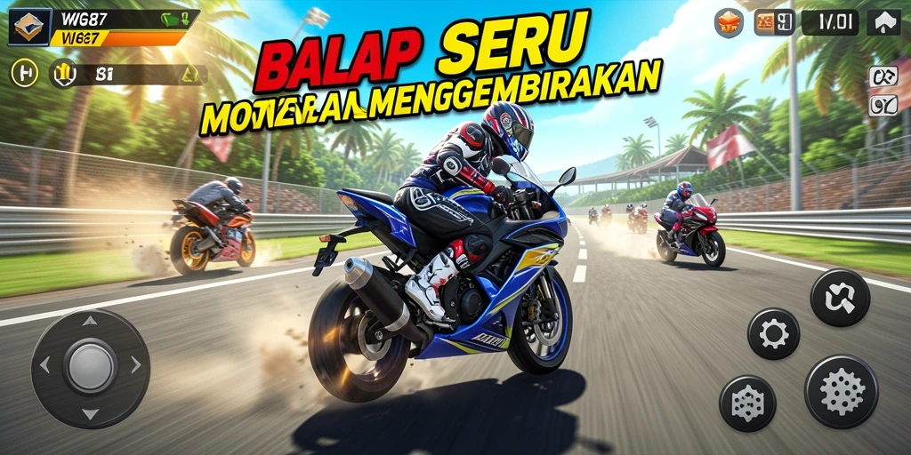 Tampilan gameplay mendebarkan dari balap motor di WG87.