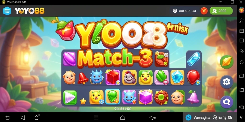 Tangkapan layar gameplay <strong>YOYO88</strong> menunjukkan keseruan permainan Match-3.